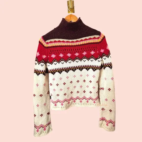 Abercrombie & Fitch Lambswool Blend Fair Isle Sweater Medium - Picture 2 of 12
